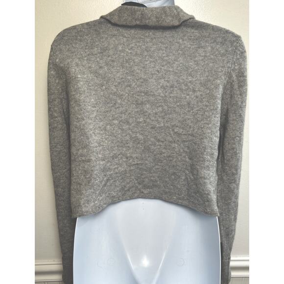 Cynthia Rowley Gray Cashmere Ruffled Open Cardigan Sweater L Crop L/S Fairy - Picture 4 of 8